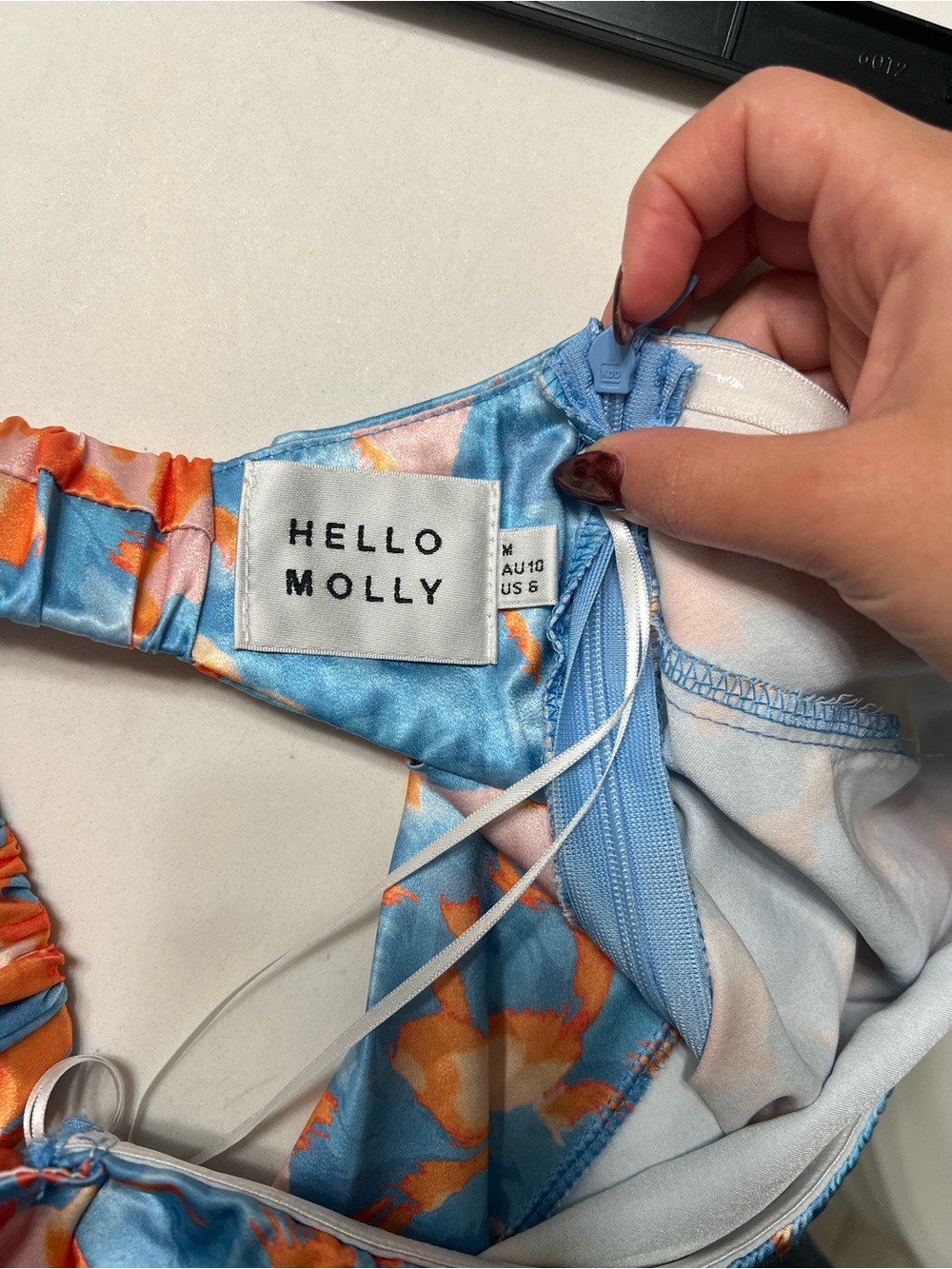 Hello Molly Blue & Orange Floral Strapless Maxi Dress - Picture 5 of 5